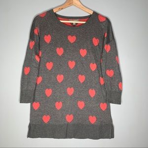 Banana Republic Gray Pink Hearts Tunic Sweater M
